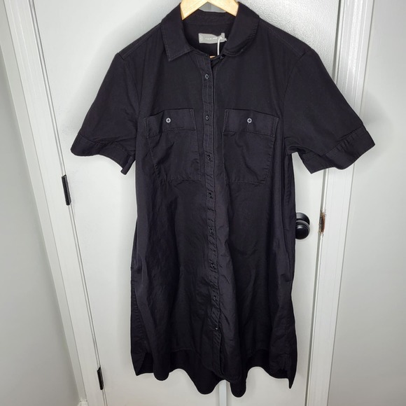 Everlane The Day Tripper Shirtdress High Low Cotton Button Down Black Medium - Picture 6 of 12